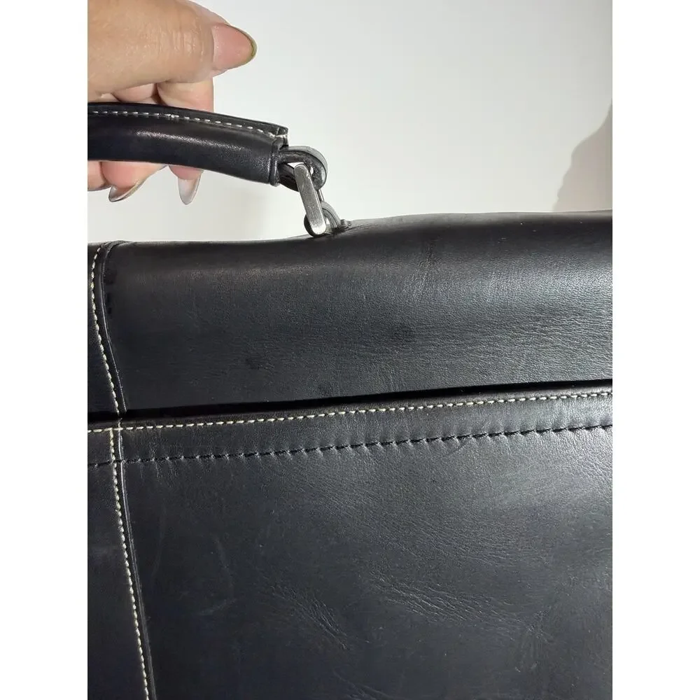 Coach Legacy TransAtlantic Flap Briefcase Black Leather Messenger Bag 70035 NWOT